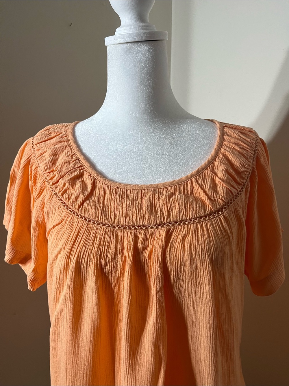 LOFT Peach Short-Sleeve Scoop Neck Peasant Blouse
